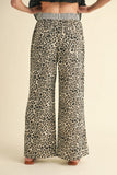 Leopard print wide leg cotton pants