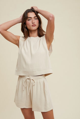 Linen Tank Top and Shorts Set