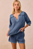 Blue Sweater Top and Shorts