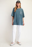 Crochet Pocket Mineral Wash Top
