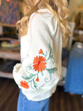 Raglan Sleeve Embroidered Blouse