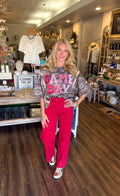 Red Mini Patch Pocket Wide Leg Pant