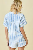 Striped V-Neck Oversized Top
