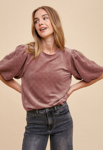 Textured Bubble Sleeve Top