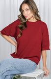 Drop Shoulder Short Sleeve Sweater
