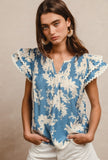 Flutter sleeve floral print