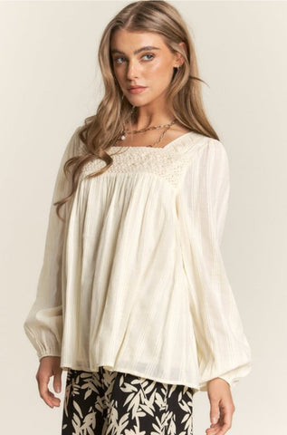 Lace Square Neck Blouse