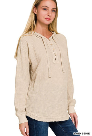 Gauze Button Up Hoodie