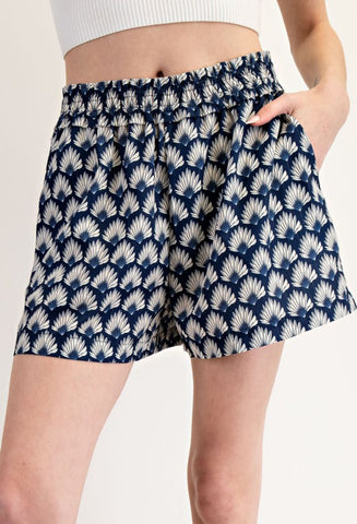 Printed Navy Shorts