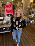 Black Basketball Patched Game Day Crew Neck Graphic Sweatshirt