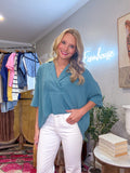 Teal Collared Top