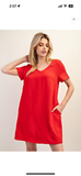 Short Sleeve V Neck Dress