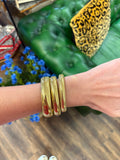 Luxe Gold Ribbed Stretch Bangles | 18k Gold Plated Stainless Steel