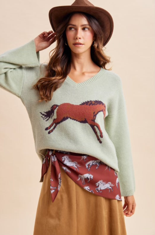 Pistachio Horse Sweater