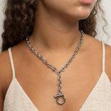 Gold Stainless Steel Y Necklace with Horse shoe Carabiner