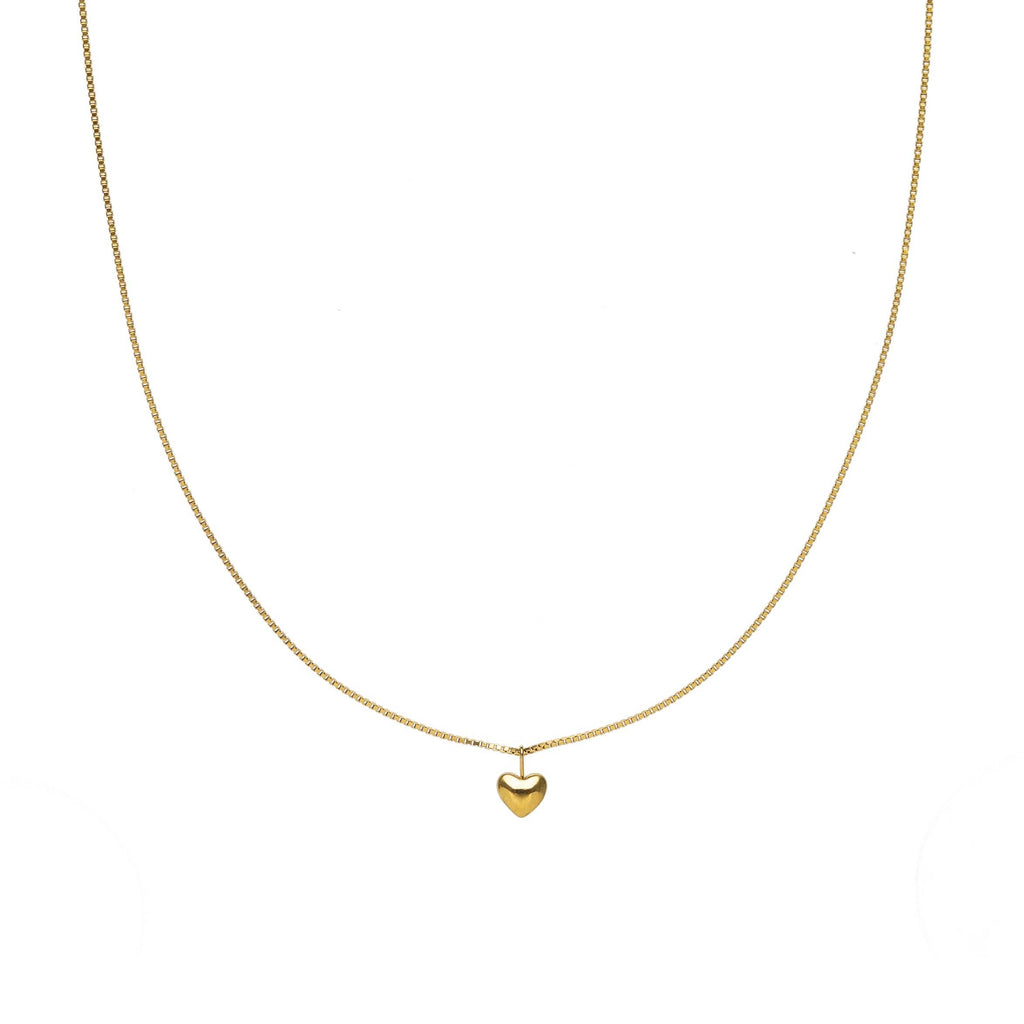 Waterproof Dainty Gold puffy Heart Necklace