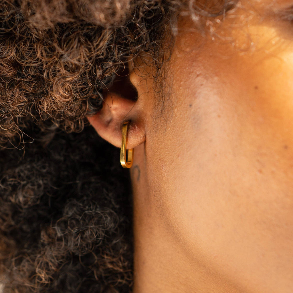 Waterproof Gold Paperclip Hoops