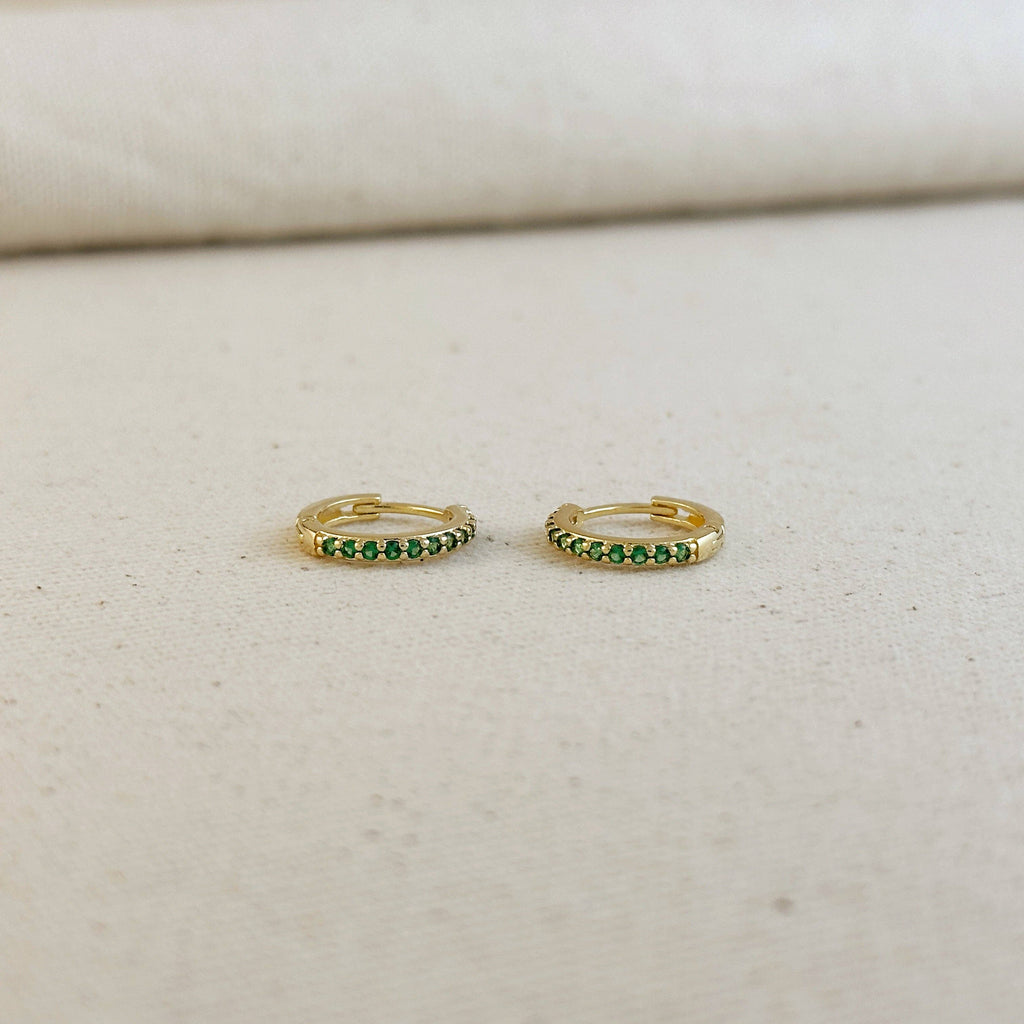 18k Gold Filled Colored CZ Hoop Earrings