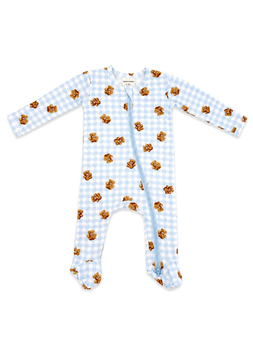 2-Way Zip Footie, Blue Teddy Picnic