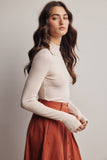 Stretch Ribbed Mock Neck Top