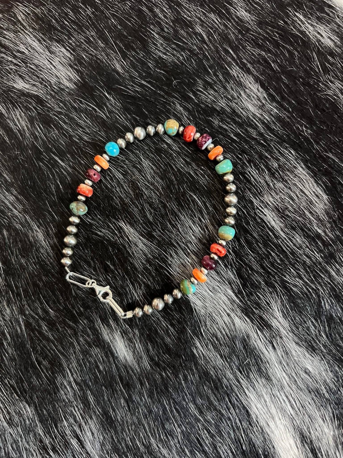 #220 Mixed Mine & Sterling Pearl Bracelet 