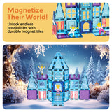 PicassoTiles 72pc Ice Castle Magnetic Tile Building Set