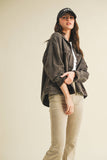 Coffee Vintage Wash Pleated Back Jacket
