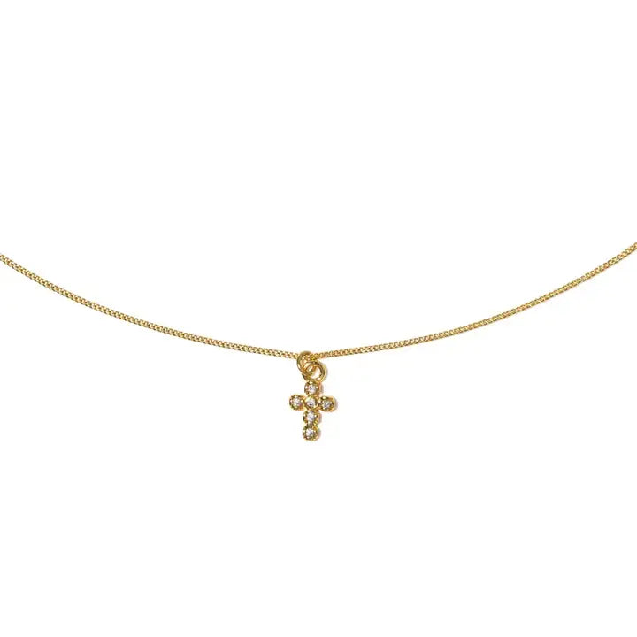 Demi-Fine Siver Dainty Tennis Cross Necklace
