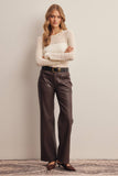 Faux Leather Straight Leg Pants