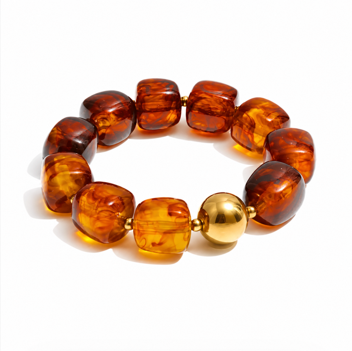 Oakley Brown Chunky Beaded Bracelet | Stainless Steel