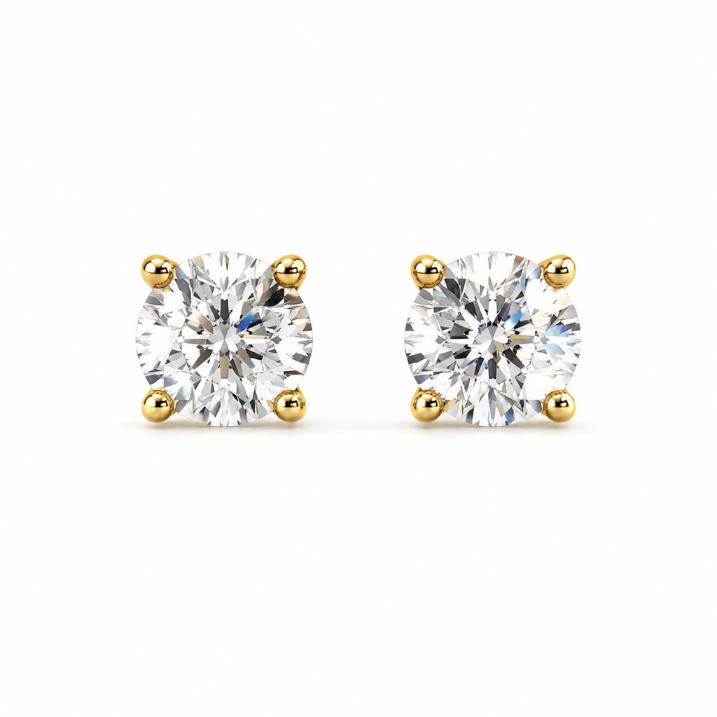 Ellison+Young Round Cut CZ Stud Earrings in Sterling Silver: Gold