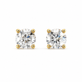 Ellison+Young Round Cut CZ Stud Earrings in Sterling Silver: Gold