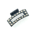 9cm Rectangular Faux Leather Studded Hair Claw