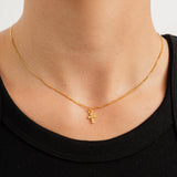18K Gold Dainty Diamond Cross Pendant Necklace