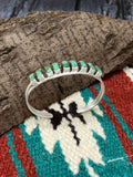 Handmade Sterling Silver Kingman Turquoise Bracelet with Signed Nizhoni