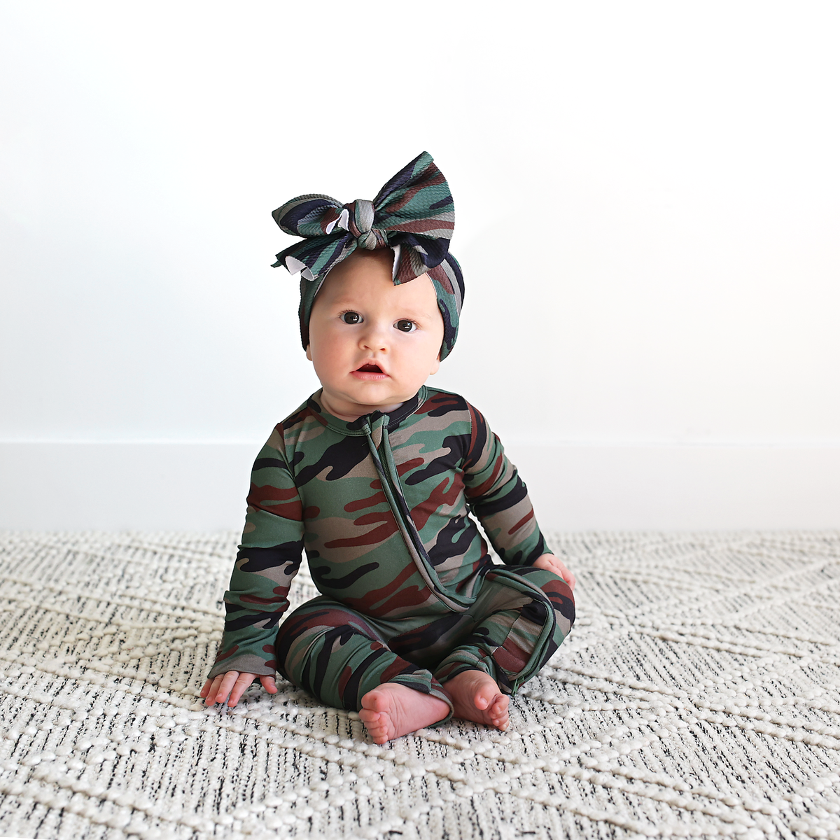 Bamboo Baby Pajama Sleepies Little Baby Zip Camo