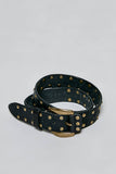 Allover Antique Brass-Tone Studded Genuine Leather Belt