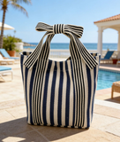Mini Striped Tote Bag Beach Bow Handle Bag