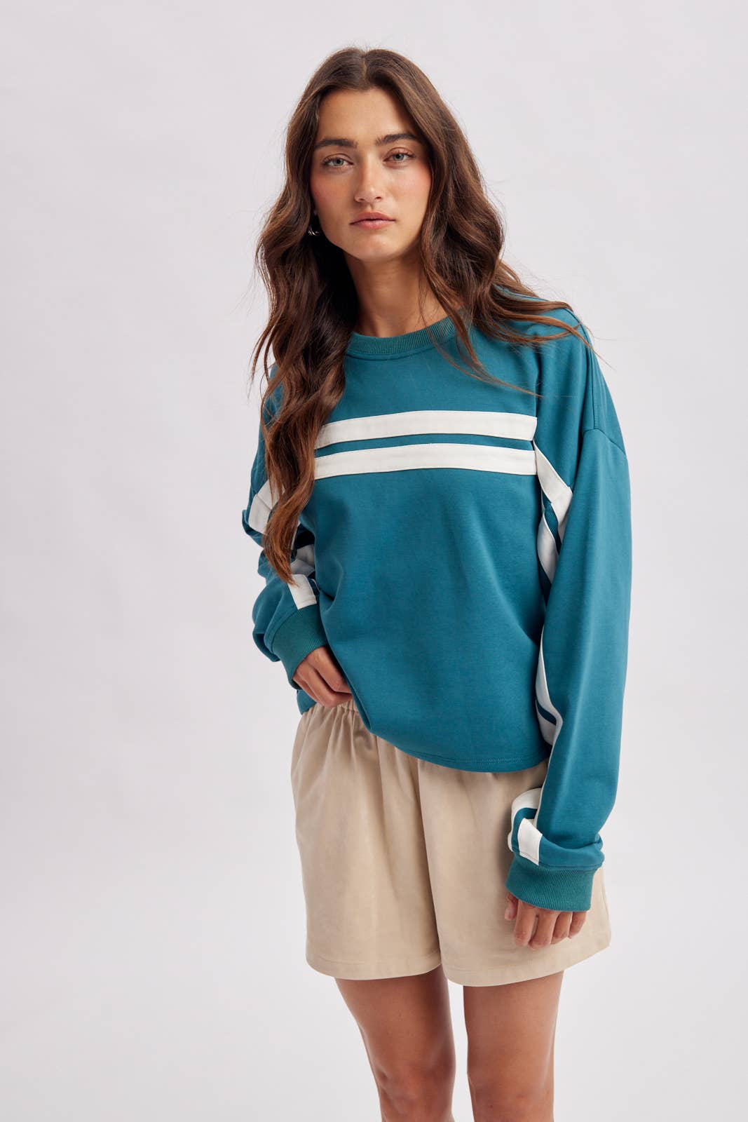 Teal Stripe Sweatshirt