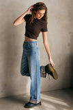 Hidden Dad Jeans with Cheetah Cuff