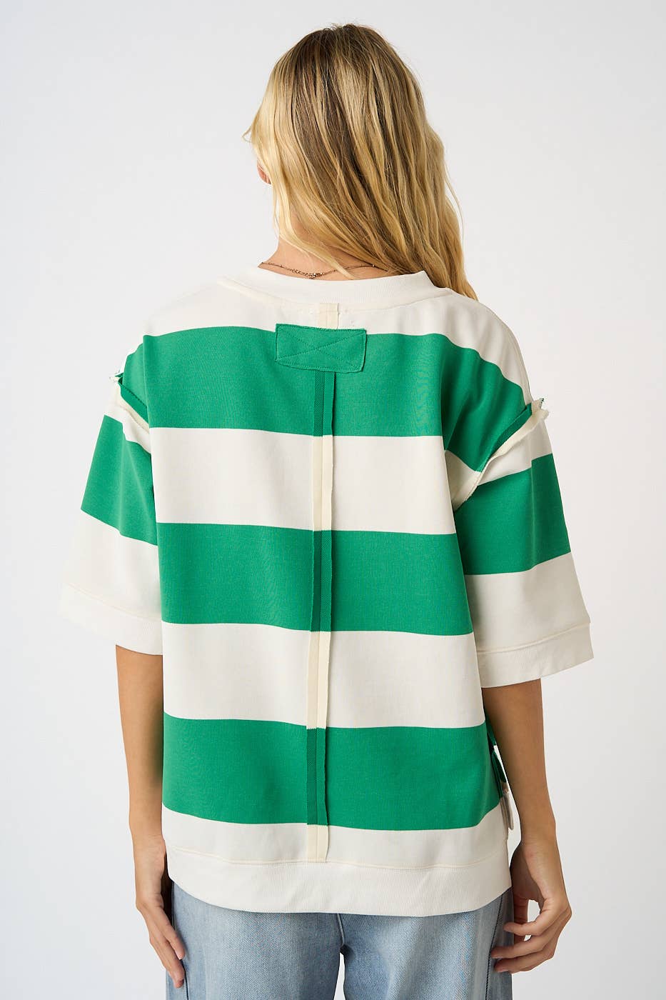Green Striped Oversized Top