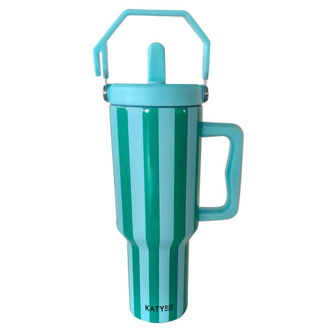 Aqua and Green Striped 40 Oz Cabana Jug Tumbler