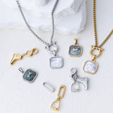 Gold and Steel Horse Shoe Carabiner Charm Holder Necklace