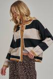 Wide Stripe Button Up Cardigan