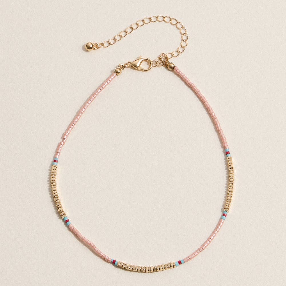 Gold-Trimmed Colorful | Seed Bead Anklet