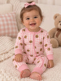 2-Way Zip Romper, Pink Teddy Picnic