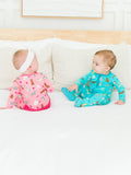SoftSnooze™ Baby Girls Bamboo Viscose Pink Puppy Playtime Footed Ruffle One Piece Pajama