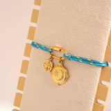 18K Gold PVD Stainless Steel Teal Rope Carabiner Bracelet