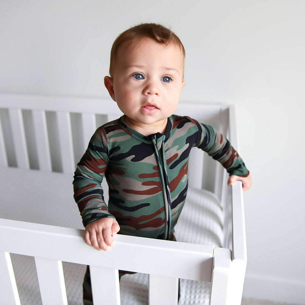 Bamboo Baby Pajama Sleepies Little Baby Zip Camo