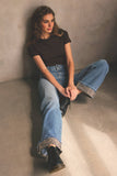 Hidden Dad Jeans with Cheetah Cuff